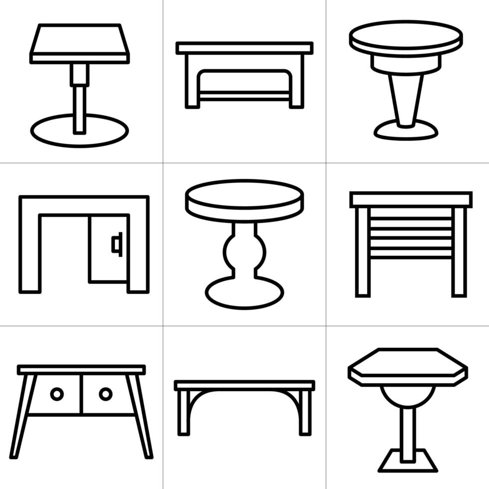 icônes de table et de bureau vecteur