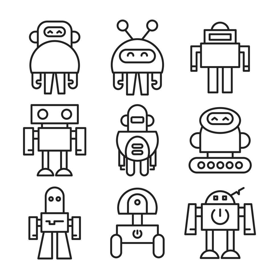 avatars de ligne de robot vecteur