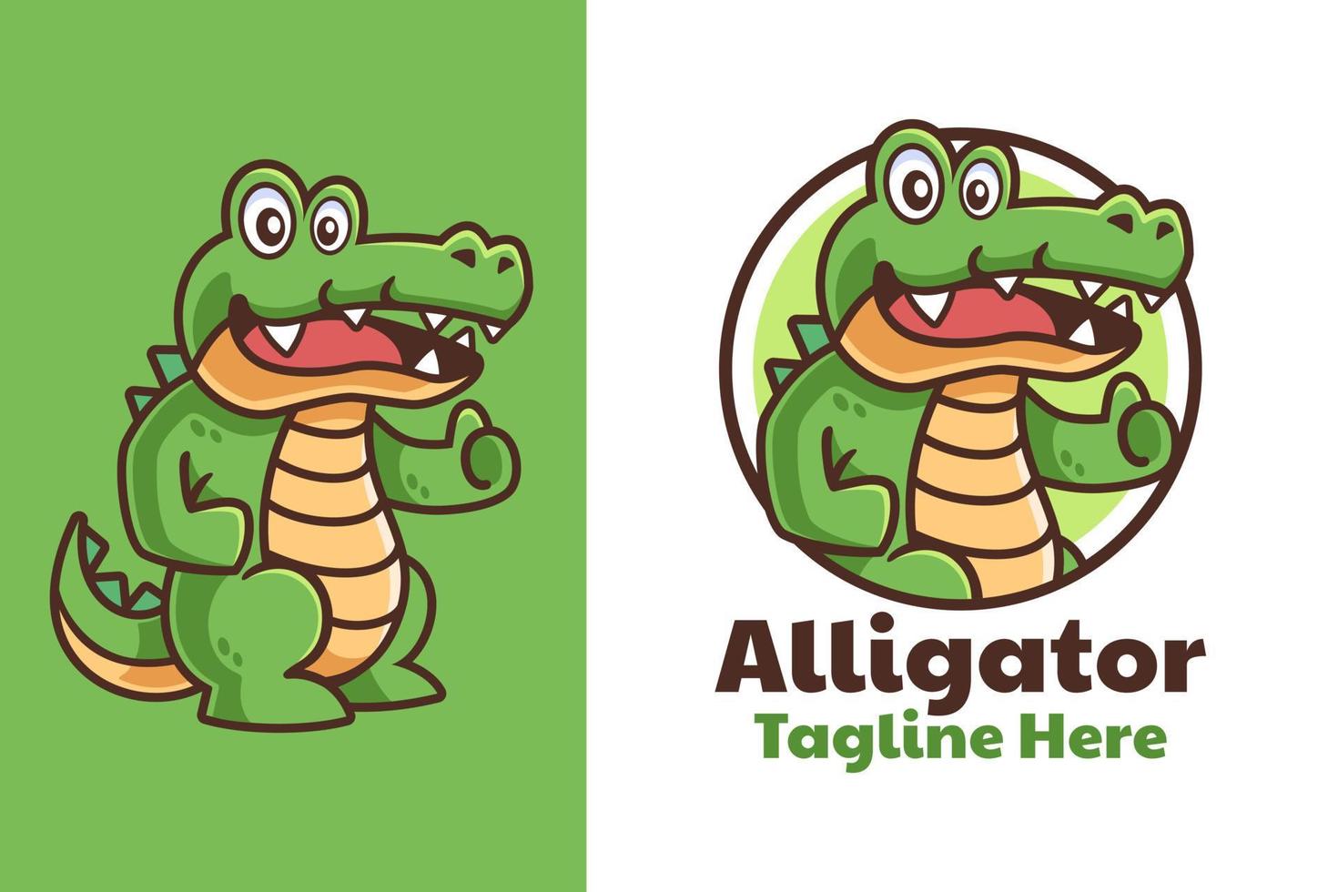 alligator Thumbs up dessin animé logo design vecteur