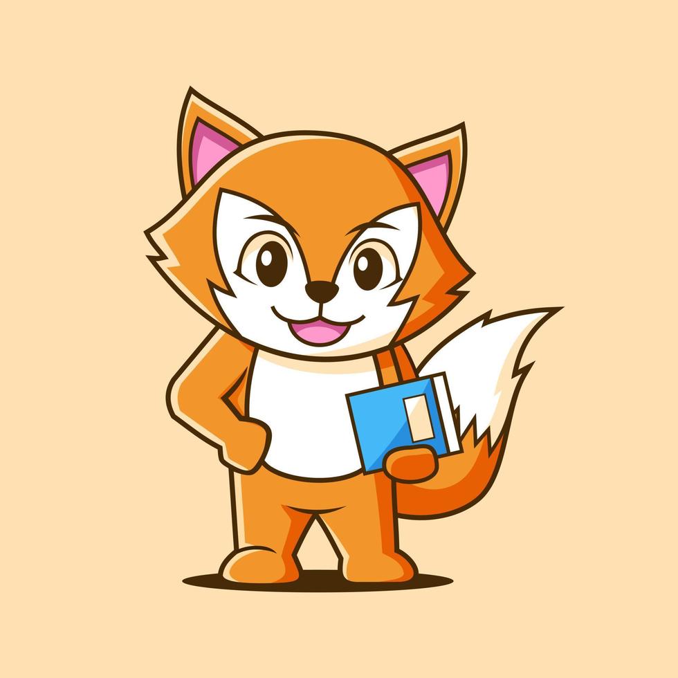 conception de logo d'étudiant de renard intelligent de mascotte vecteur