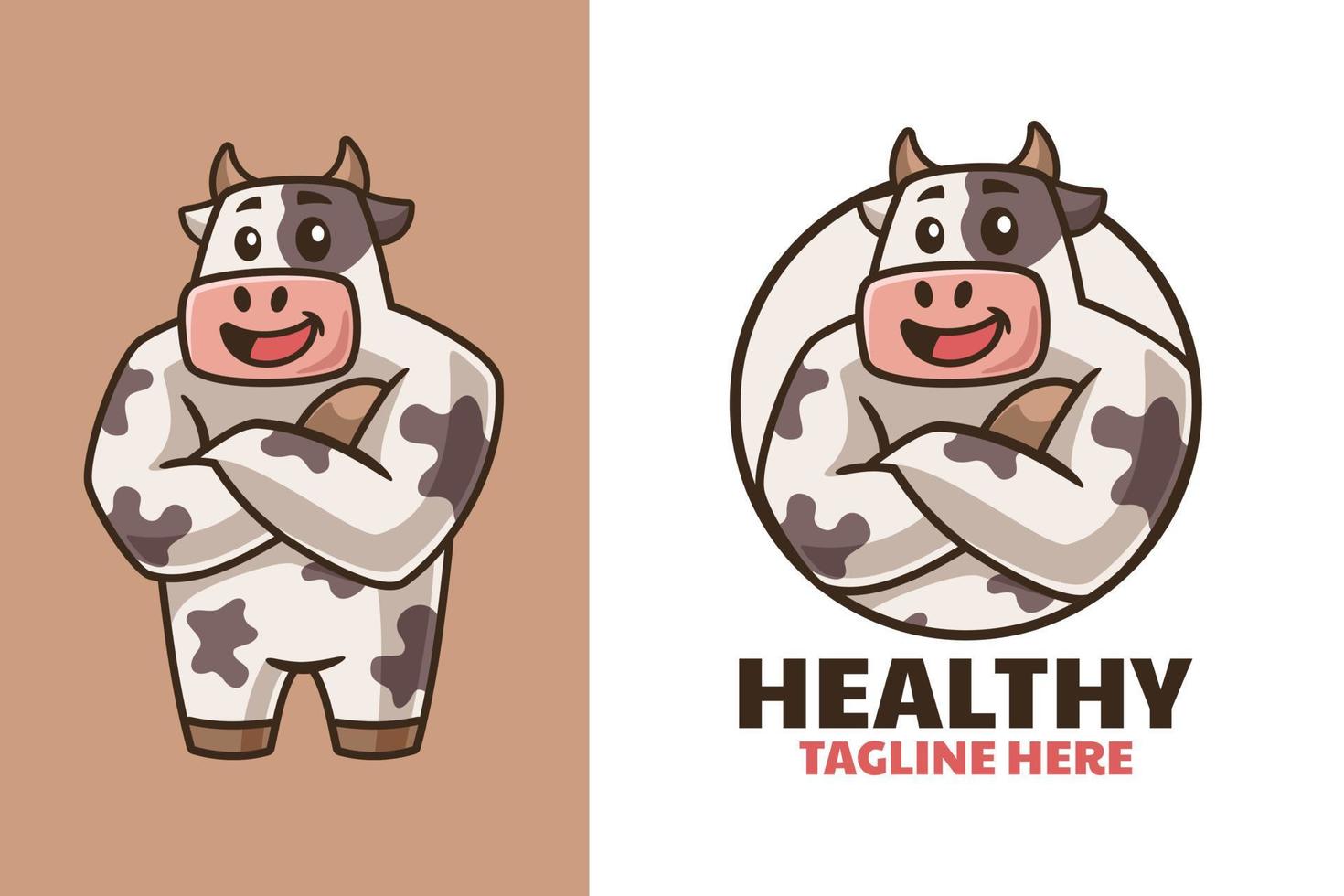 création de logo de mascotte de vache de dessin animé vecteur