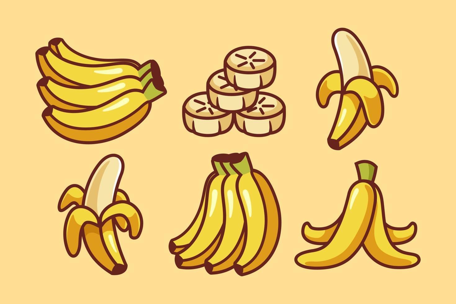 collection de dessins animés de fruits à la banane délicieux vecteur