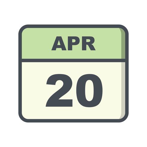 20 avril Calendrier d&#39;une journée vecteur