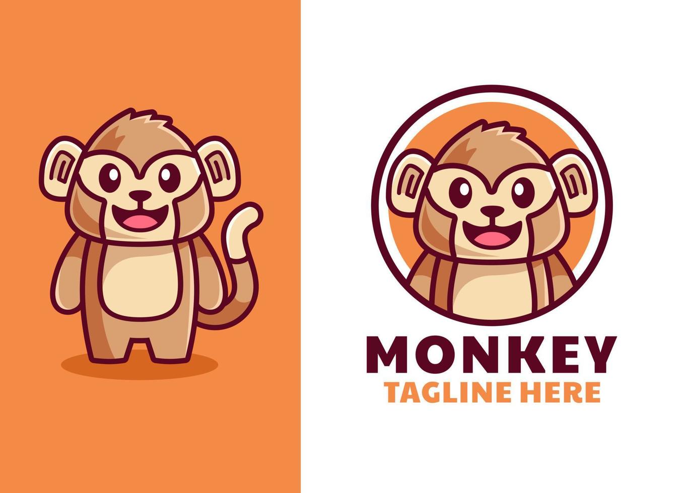 création de logo de mascotte de singe de dessin animé mignon vecteur
