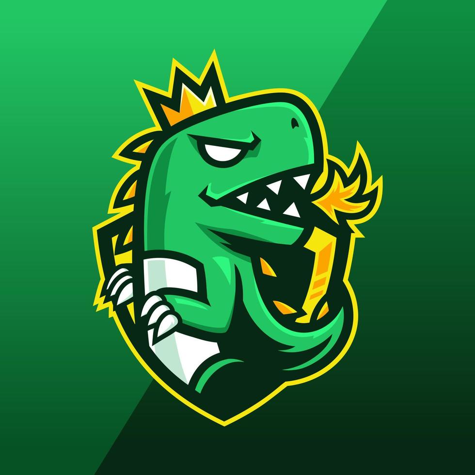 création de logo de mascotte de dinosaure vert vecteur
