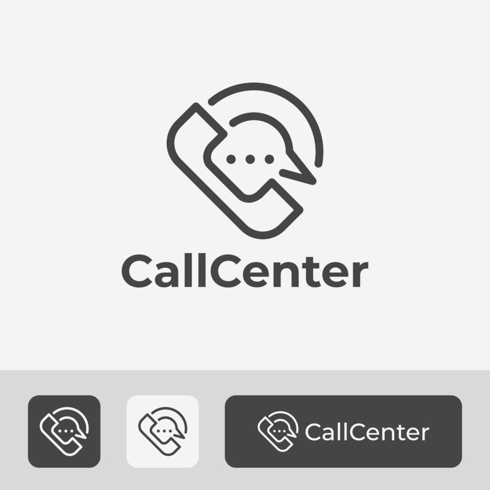 modèle d'icône de logo de centre d'appels, conception de vecteur de service d'appel, avec appel téléphonique et illustration de symbole de bulle