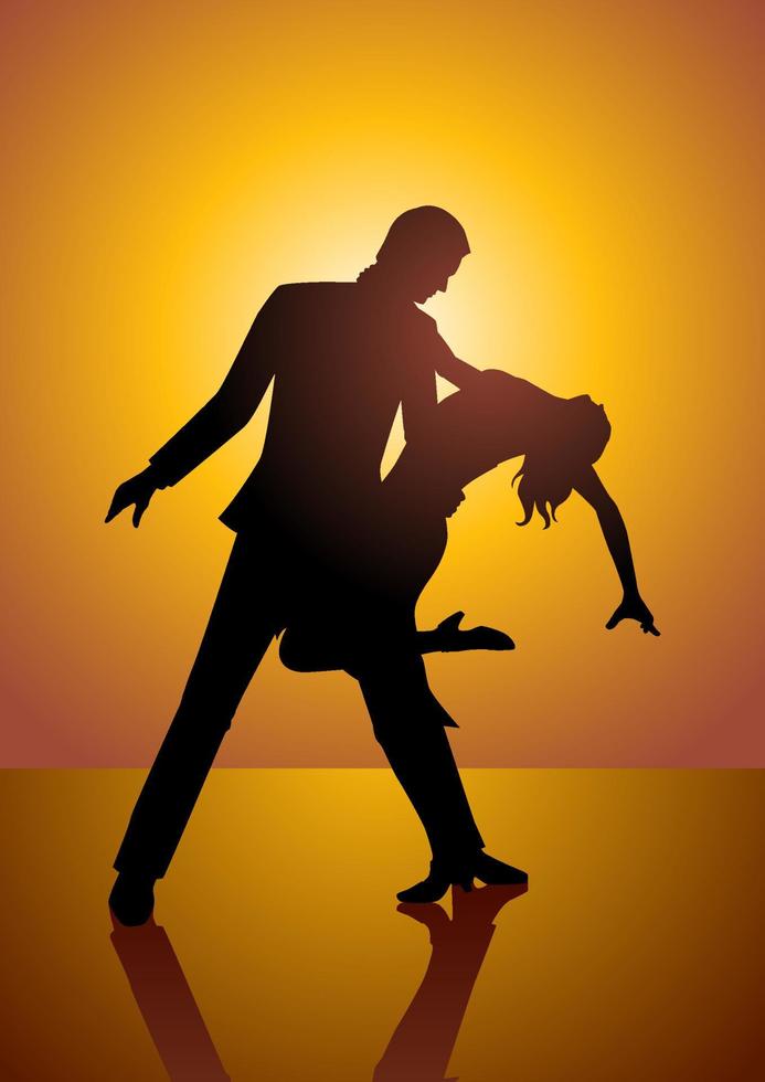 silhouette d'un couple dansant vecteur
