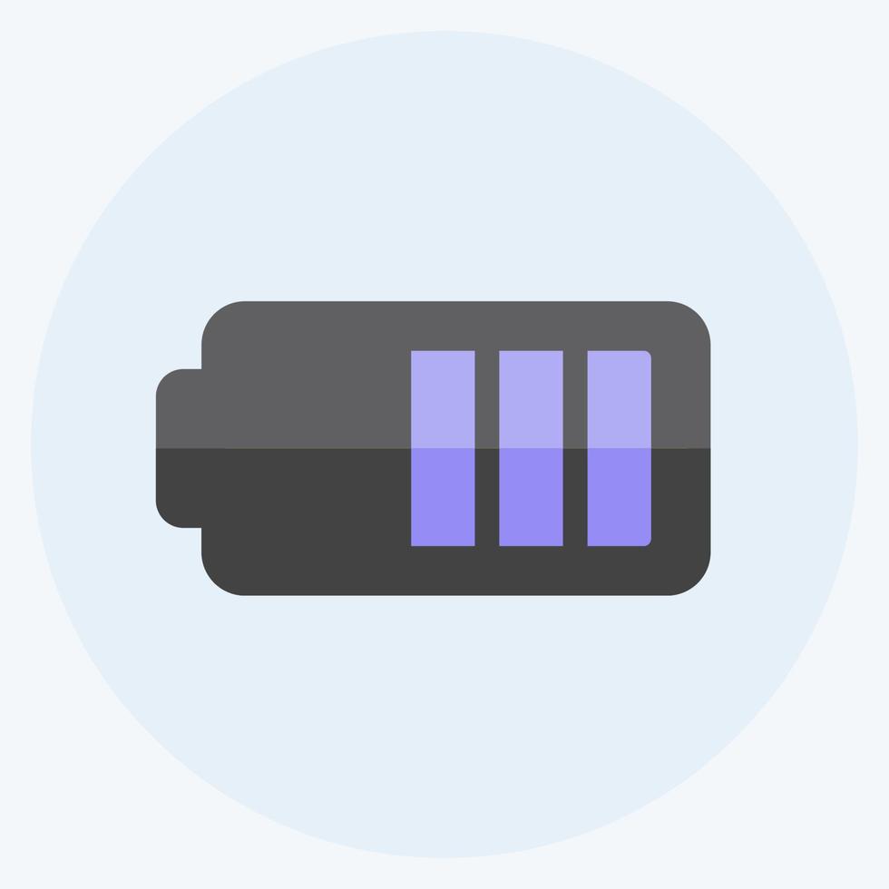 icône de la moitié de la batterie dans un style plat branché isolé sur fond bleu doux vecteur