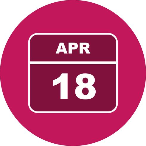 Calendrier du 18 avril avec un seul jour vecteur