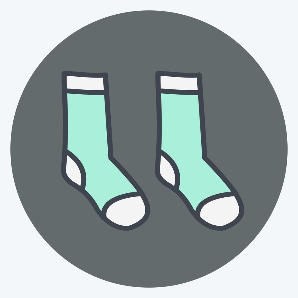 icône de chaussettes dans un style de compagnon de couleur à la mode isolé sur fond bleu doux vecteur