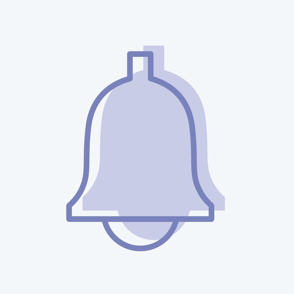 icône de cloche qui sonne dans un style branché à deux tons isolé sur fond bleu doux vecteur