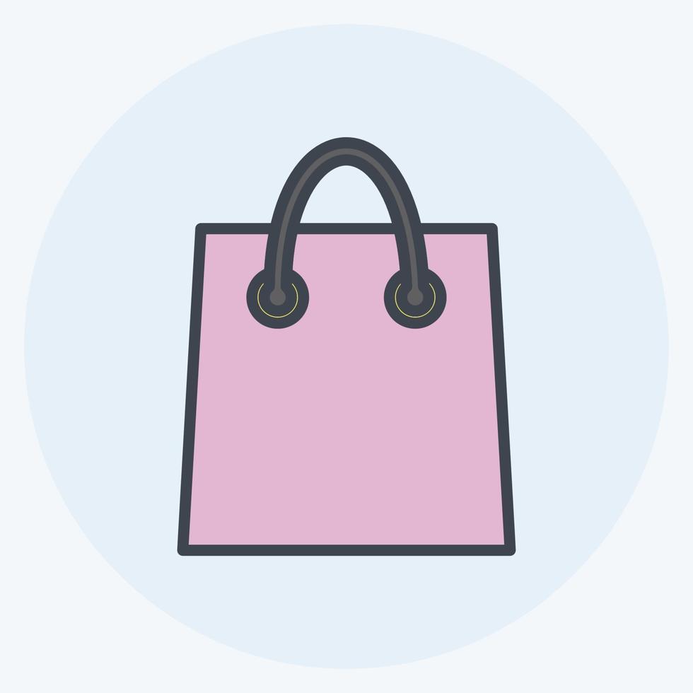 icône de sac à provisions dans un style de compagnon de couleur à la mode isolé sur fond bleu doux vecteur