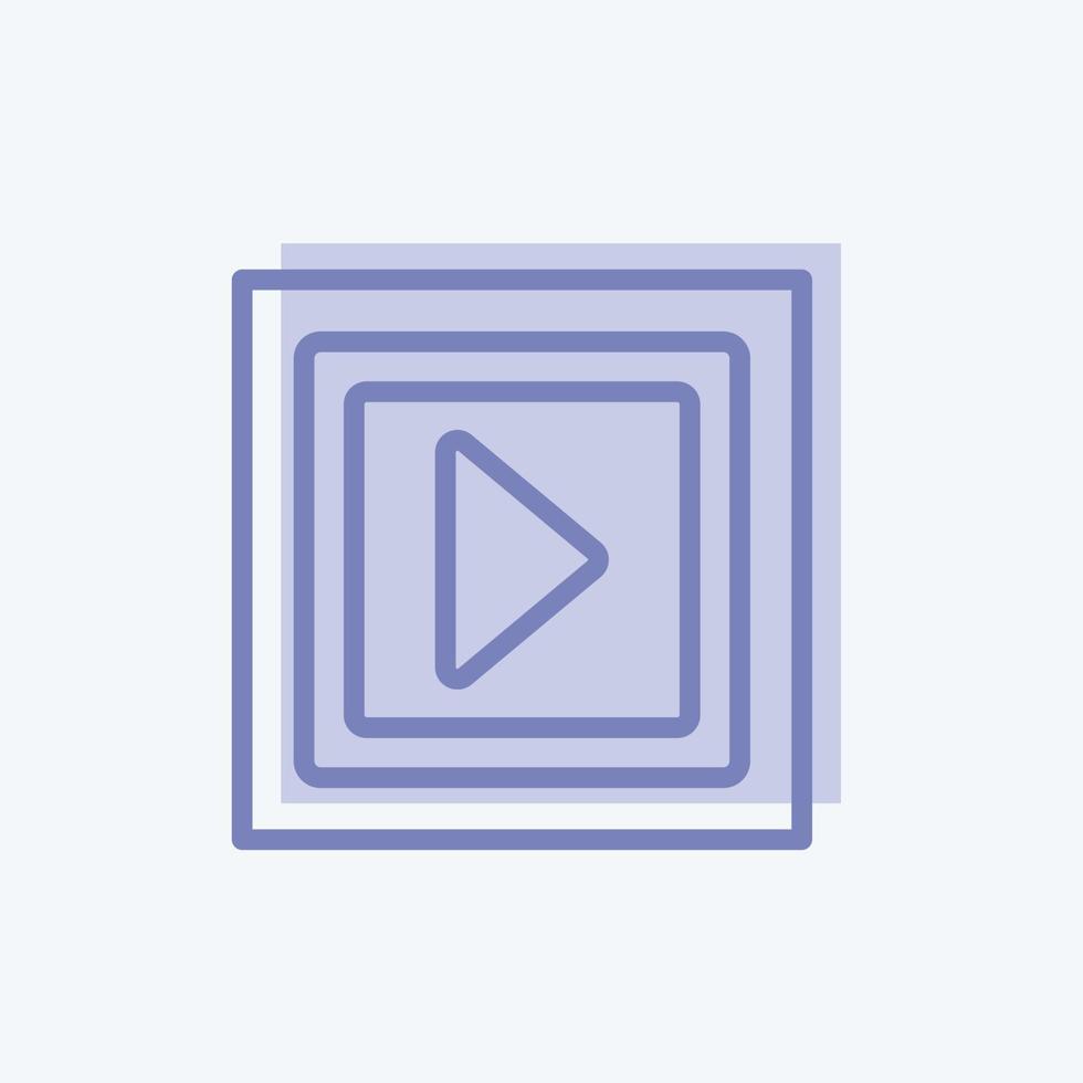 icône vidéo dans un style branché à deux tons isolé sur fond bleu doux vecteur