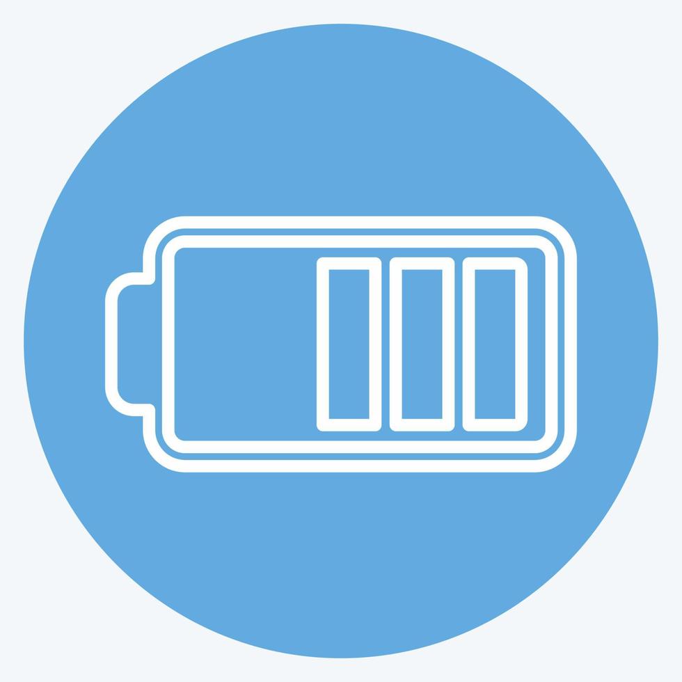 icône de la moitié de la batterie dans le style tendance des yeux bleus isolé sur fond bleu doux vecteur