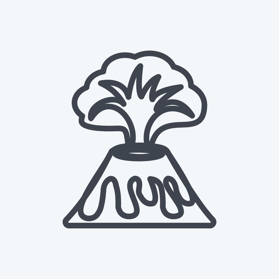 icône en éruption de volcan dans le style de ligne branché isolé sur fond bleu doux vecteur