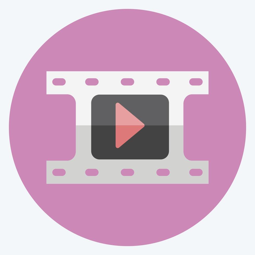 icône de bobine vidéo dans un style plat branché isolé sur fond bleu doux vecteur