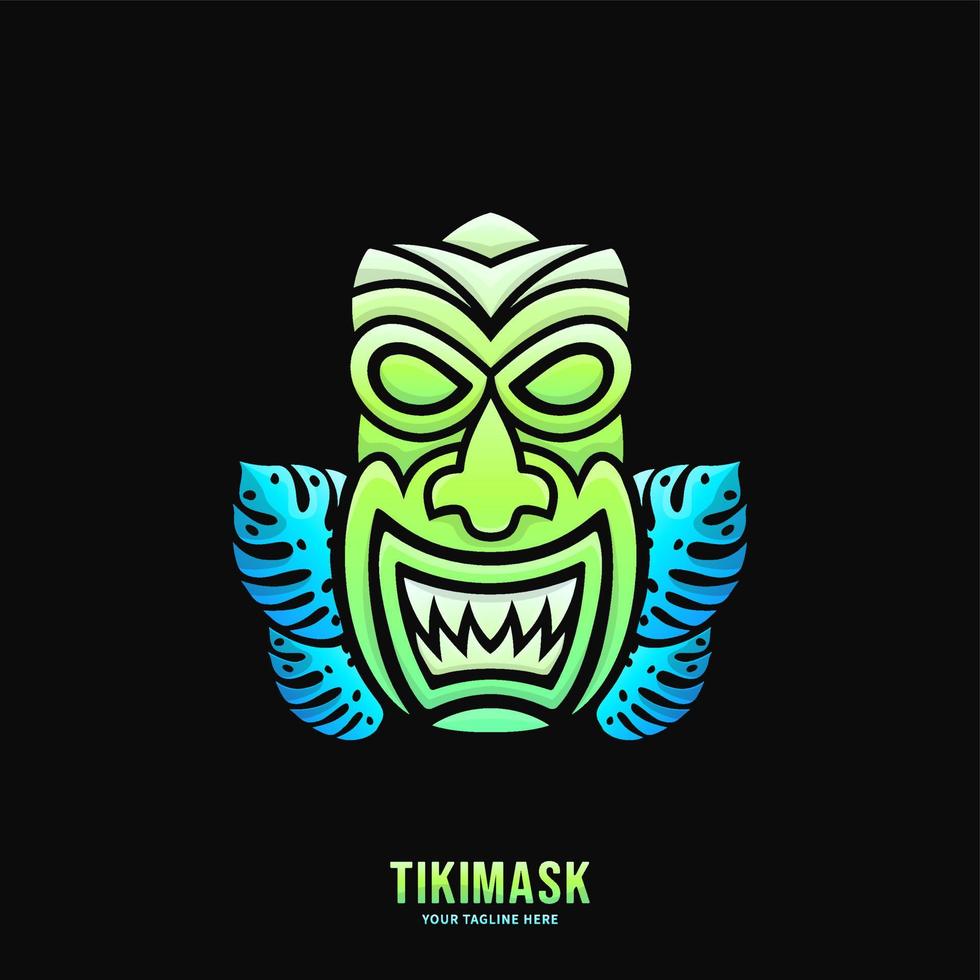 Illustration vectorielle de conception de logo de masque tiki coloré vecteur