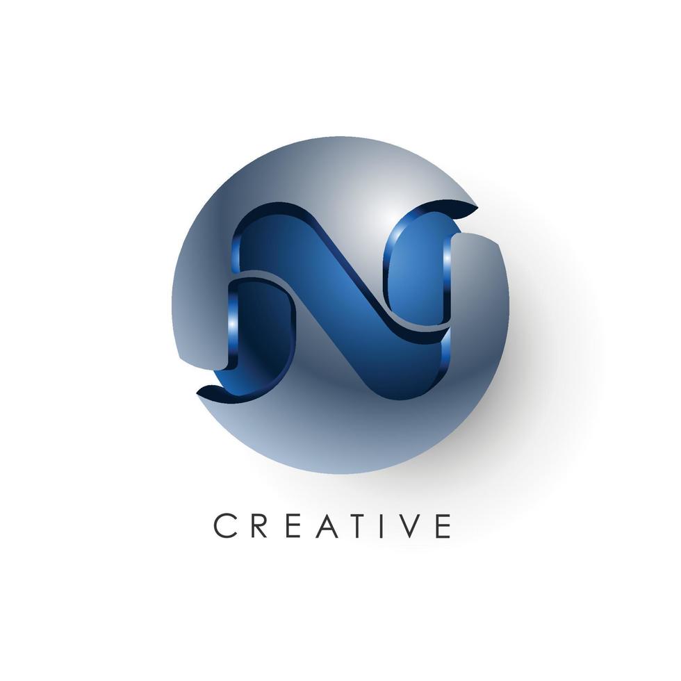 modèle de logo de lettre initiale de couleur bleu gris cercle 3d design pour l'identité de l'entreprise et de l'entreprise vecteur