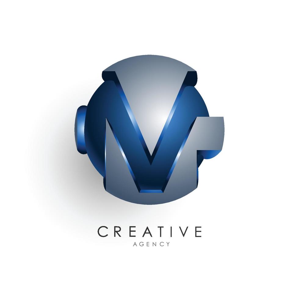 modèle de logo de lettre initiale de couleur bleu gris cercle 3d design pour l'identité de l'entreprise et de l'entreprise vecteur