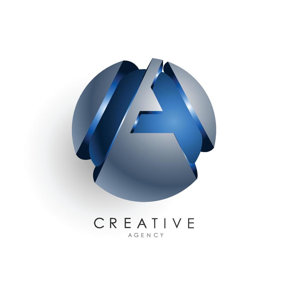 modèle de logo de lettre initiale de couleur bleu gris cercle 3d design pour l'identité de l'entreprise et de l'entreprise vecteur