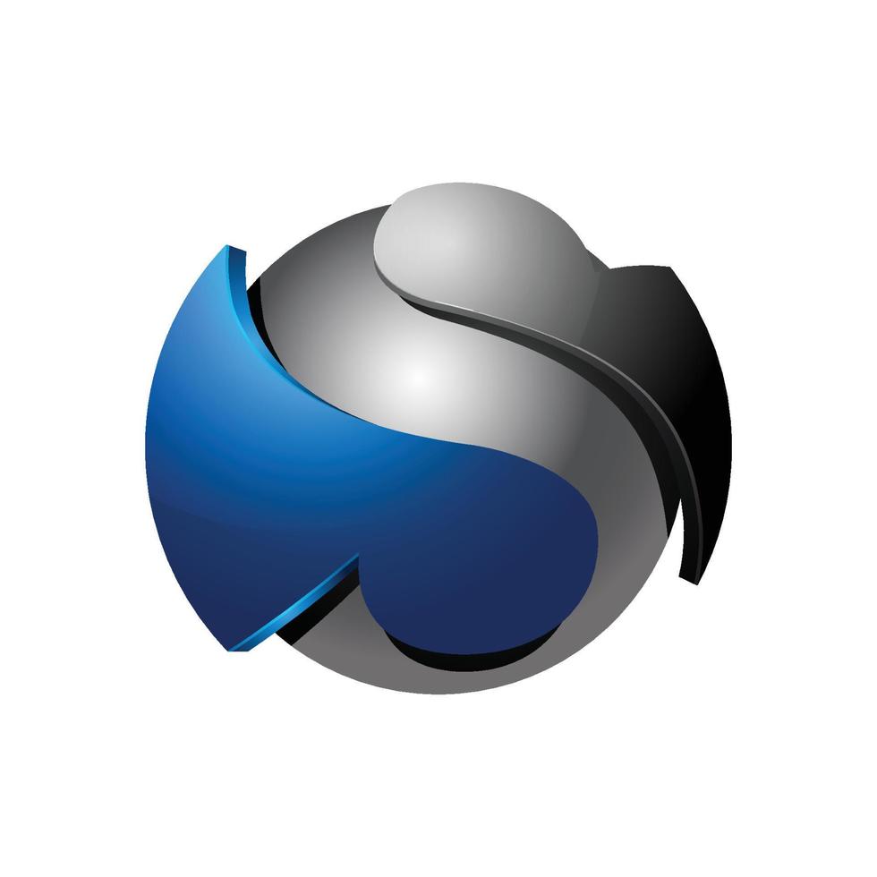 modèle de logo de lettre initiale de couleur bleu gris cercle 3d design pour l'identité de l'entreprise et de l'entreprise vecteur