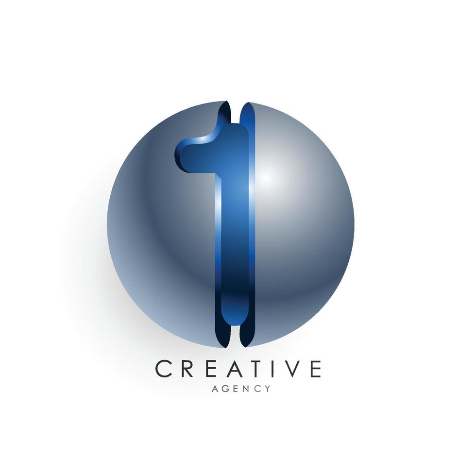 modèle de logo de lettre initiale de couleur bleu gris cercle 3d design pour l'identité de l'entreprise et de l'entreprise vecteur