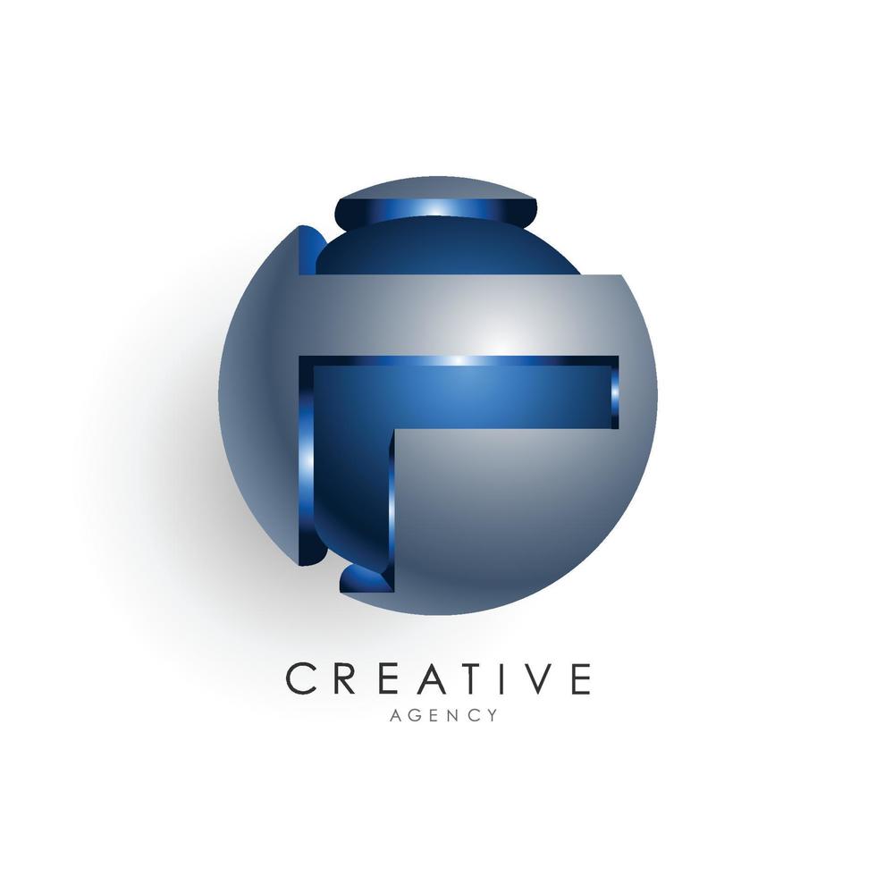 modèle de logo de lettre initiale de couleur bleu gris cercle 3d design pour l'identité de l'entreprise et de l'entreprise vecteur