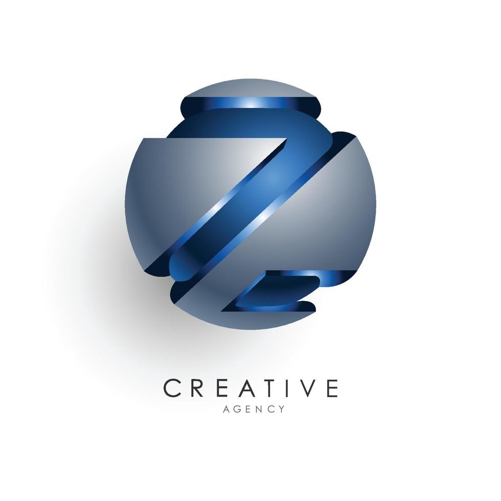 modèle de logo de lettre initiale de couleur bleu gris cercle 3d design pour l'identité de l'entreprise et de l'entreprise vecteur