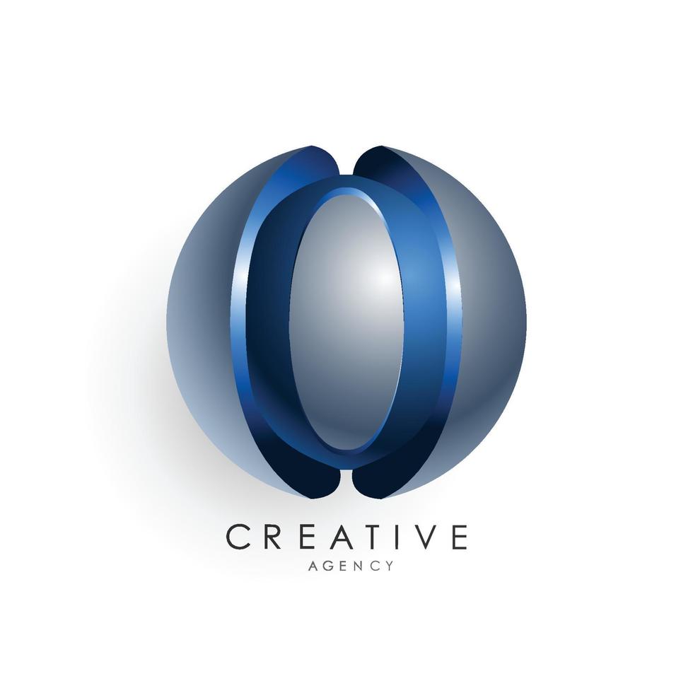 modèle de logo de lettre initiale de couleur bleu gris cercle 3d design pour l'identité de l'entreprise et de l'entreprise vecteur