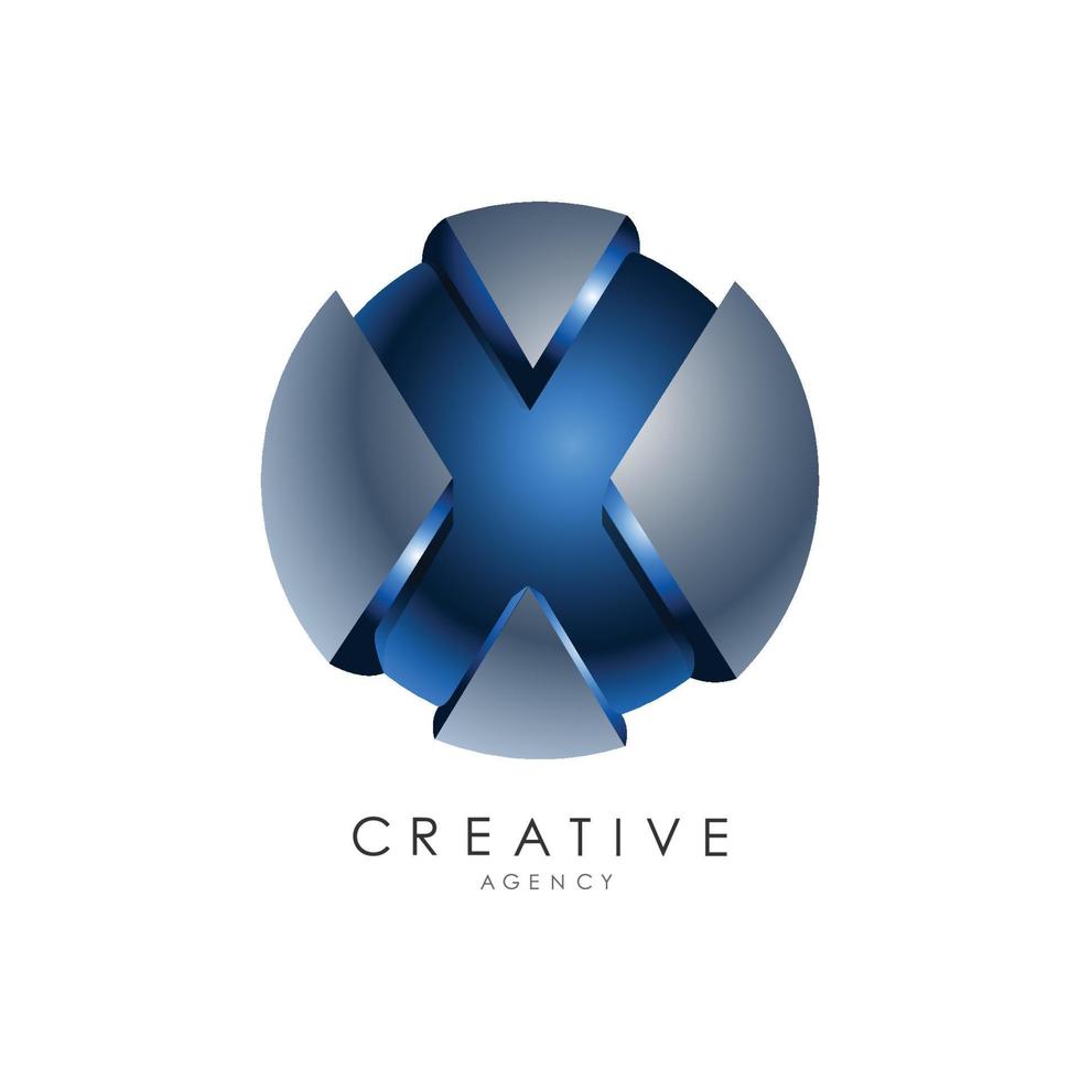 modèle de logo de lettre initiale de couleur bleu gris cercle 3d design pour l'identité de l'entreprise et de l'entreprise vecteur