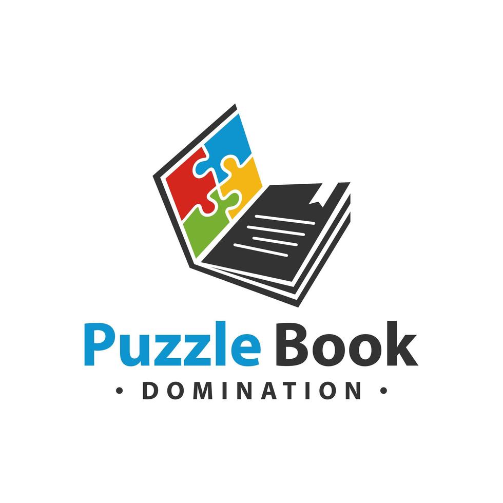 livre de puzzle de conception de logo vecteur