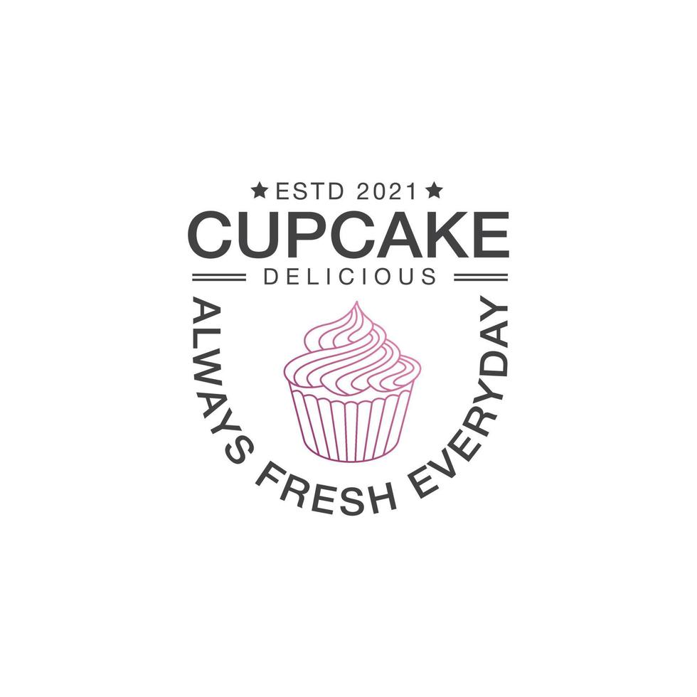 cupcake logo design template vecteur premium, boulangerie, logo de boulangerie, pain frais, boulangerie