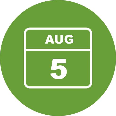 5 août Date sur un calendrier d&#39;une journée vecteur