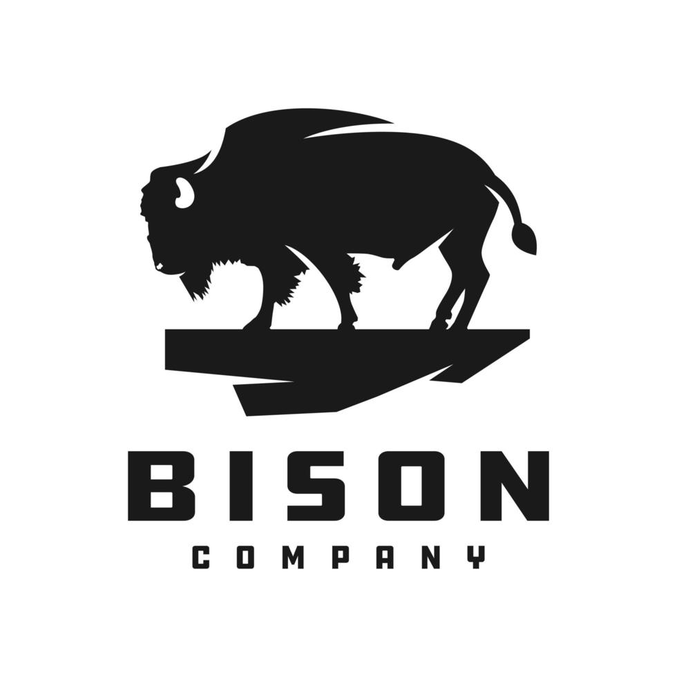 logo animal silhouette bison vecteur