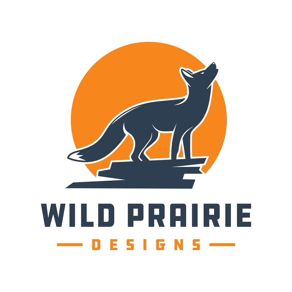 création de logo animal renard sur la pierre vecteur