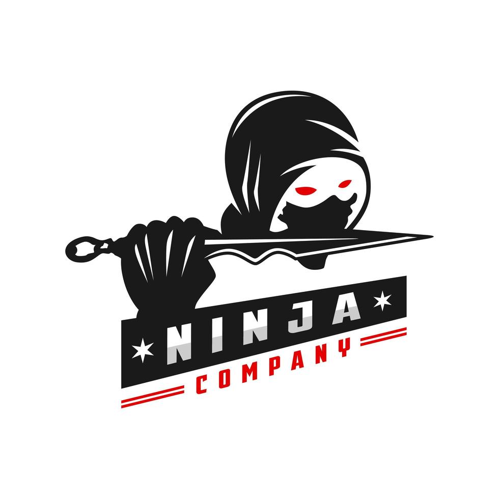 création de logo de tête de ninja japonais vecteur