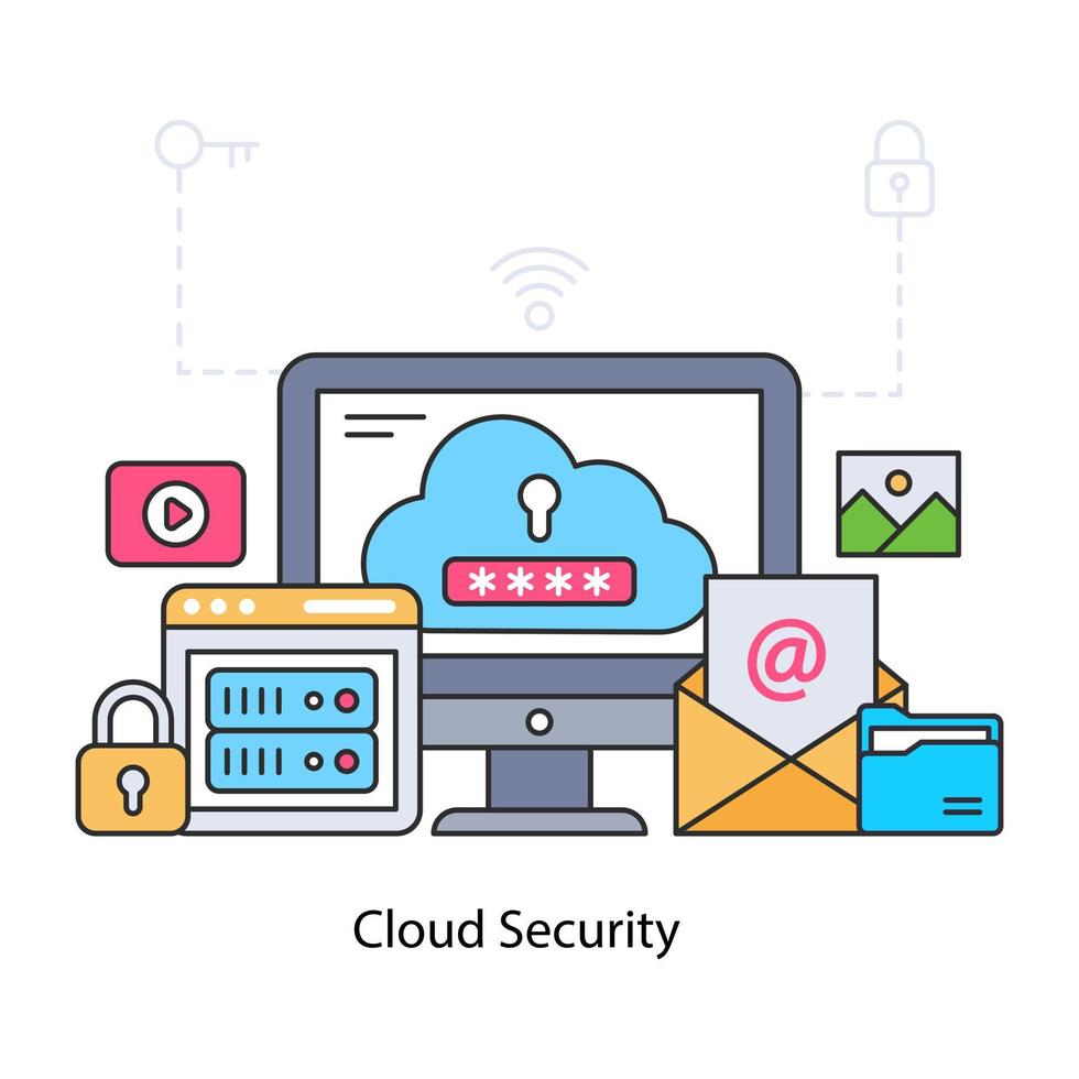 une illustration de téléchargement premium de la sécurité du cloud vecteur