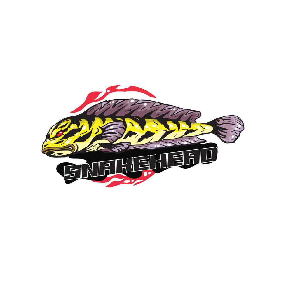 Logo de mascotte de poisson à tête de serpent, vecteur de poisson d'illustration