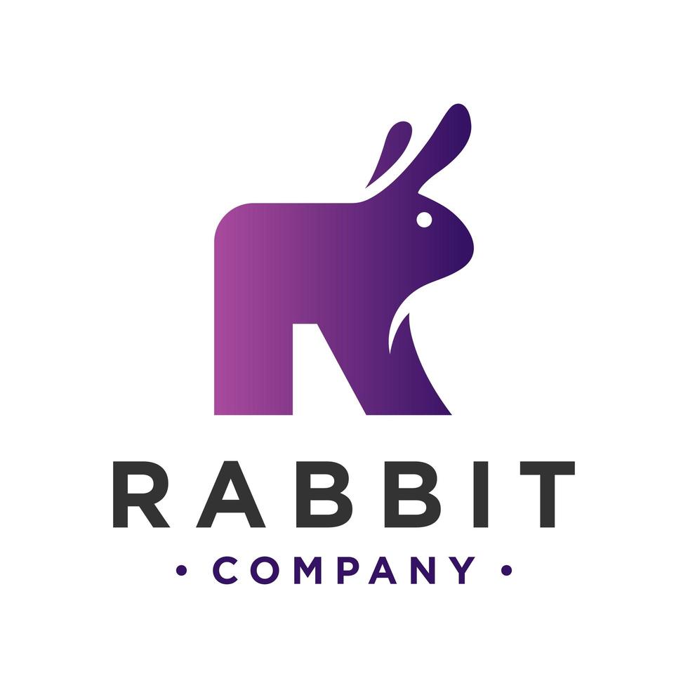 lettre r de lapin de conception de logo animal vecteur