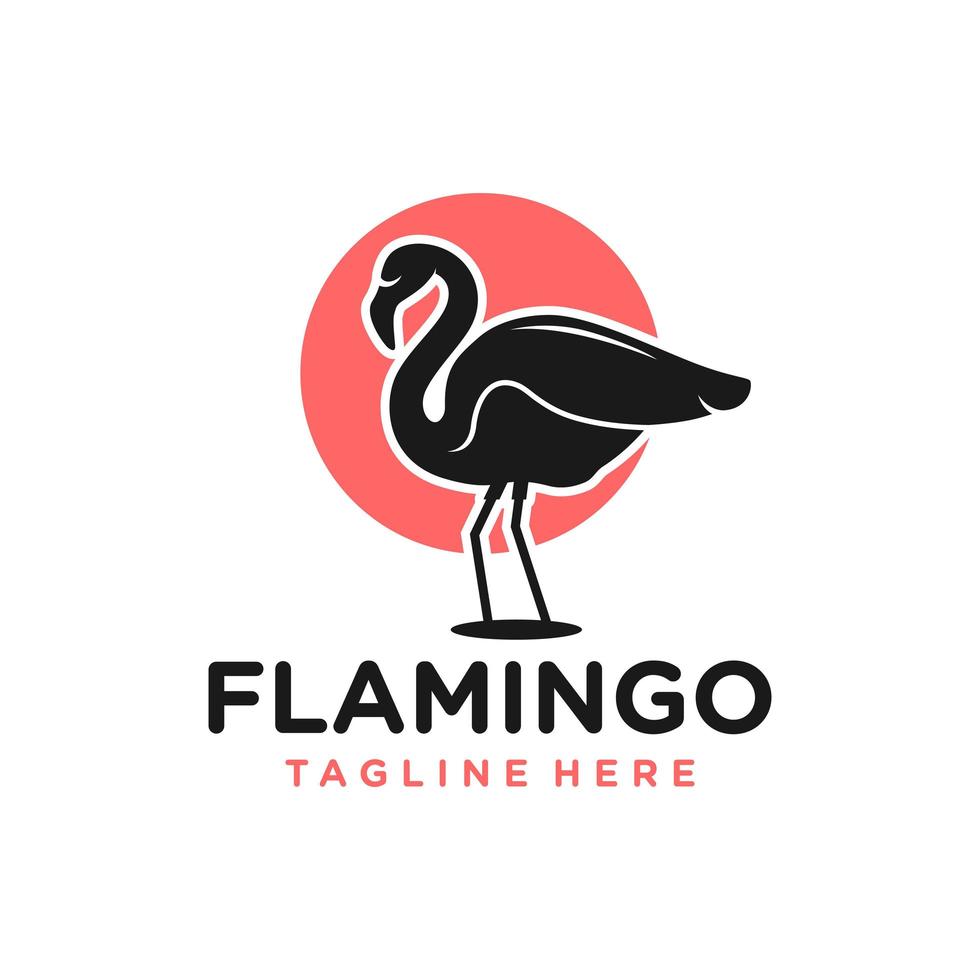 logo animal oiseau flamant rose vecteur