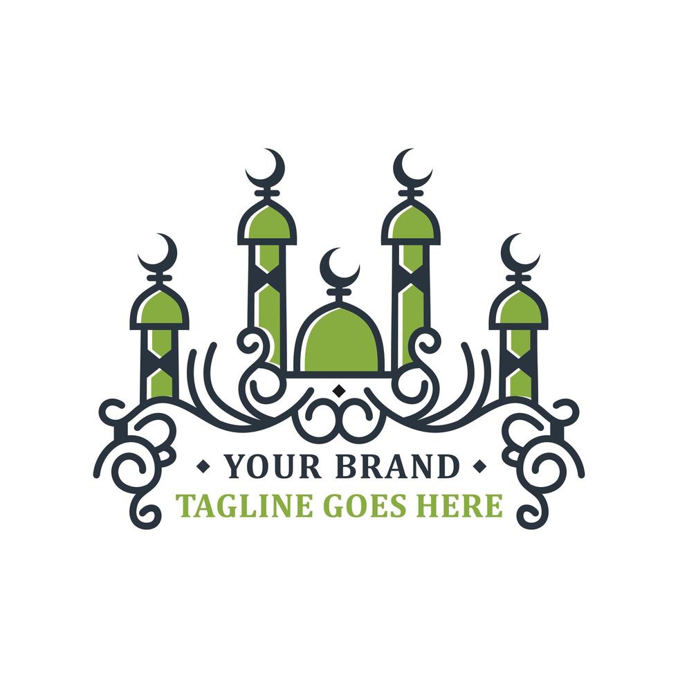 création de logo de mosquée avec cinq dômes vecteur