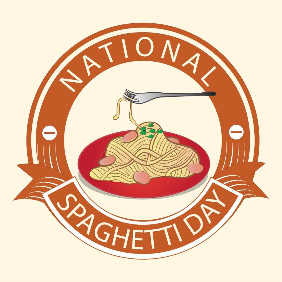 signe de la journée nationale des spaghettis vecteur