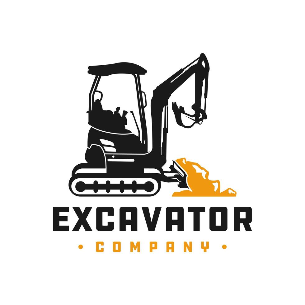 logo d'outil de construction d'excavatrice vecteur