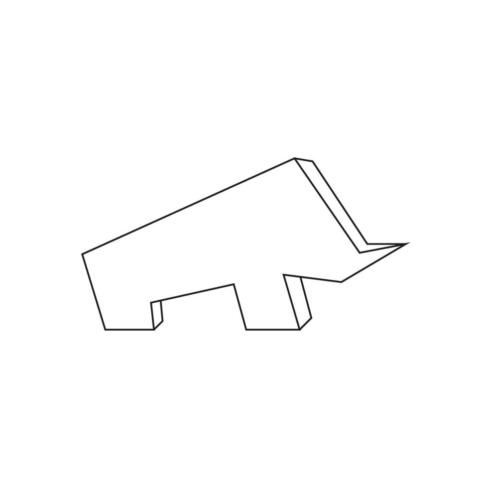 Symbole d'icône de logo de rhinocéros doublé de conception graphique de vecteur