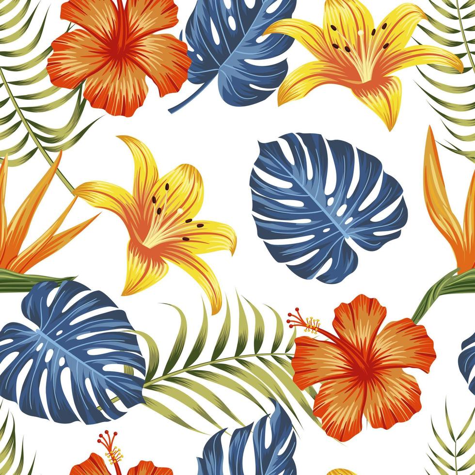 motif floral sans couture avec des feuilles. fond tropical vecteur