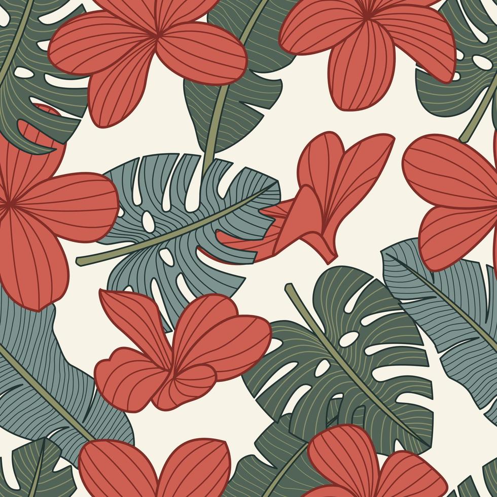 motif floral sans couture avec des feuilles. fond tropical vecteur