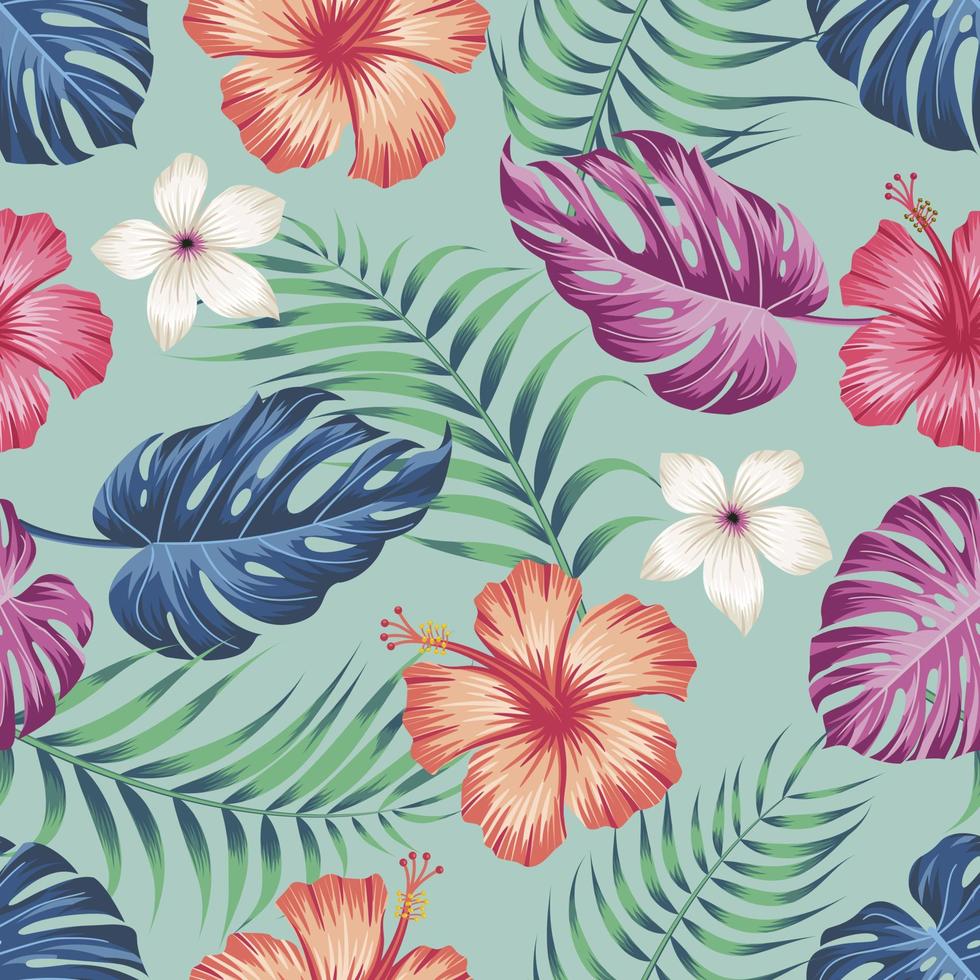 motif floral sans couture avec des feuilles. fond tropical vecteur