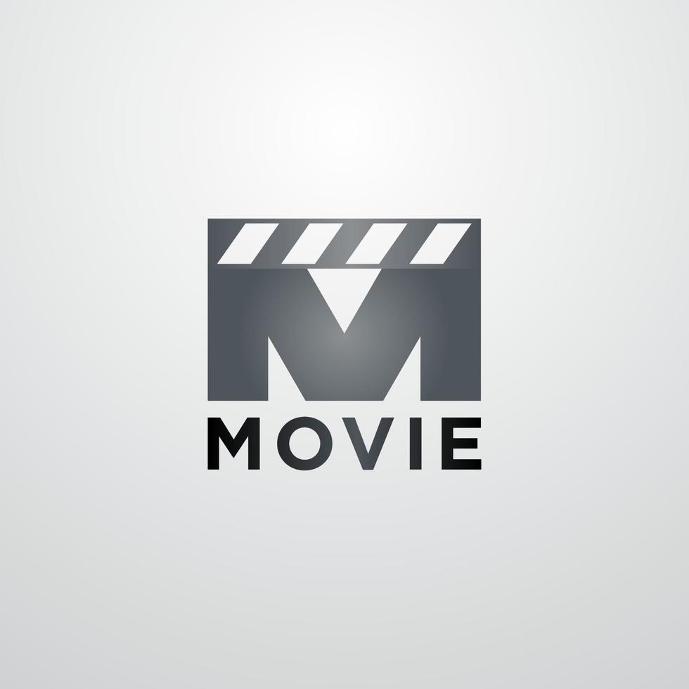 logo de film avec logo abstrait lettre m pour la production de films vecteur