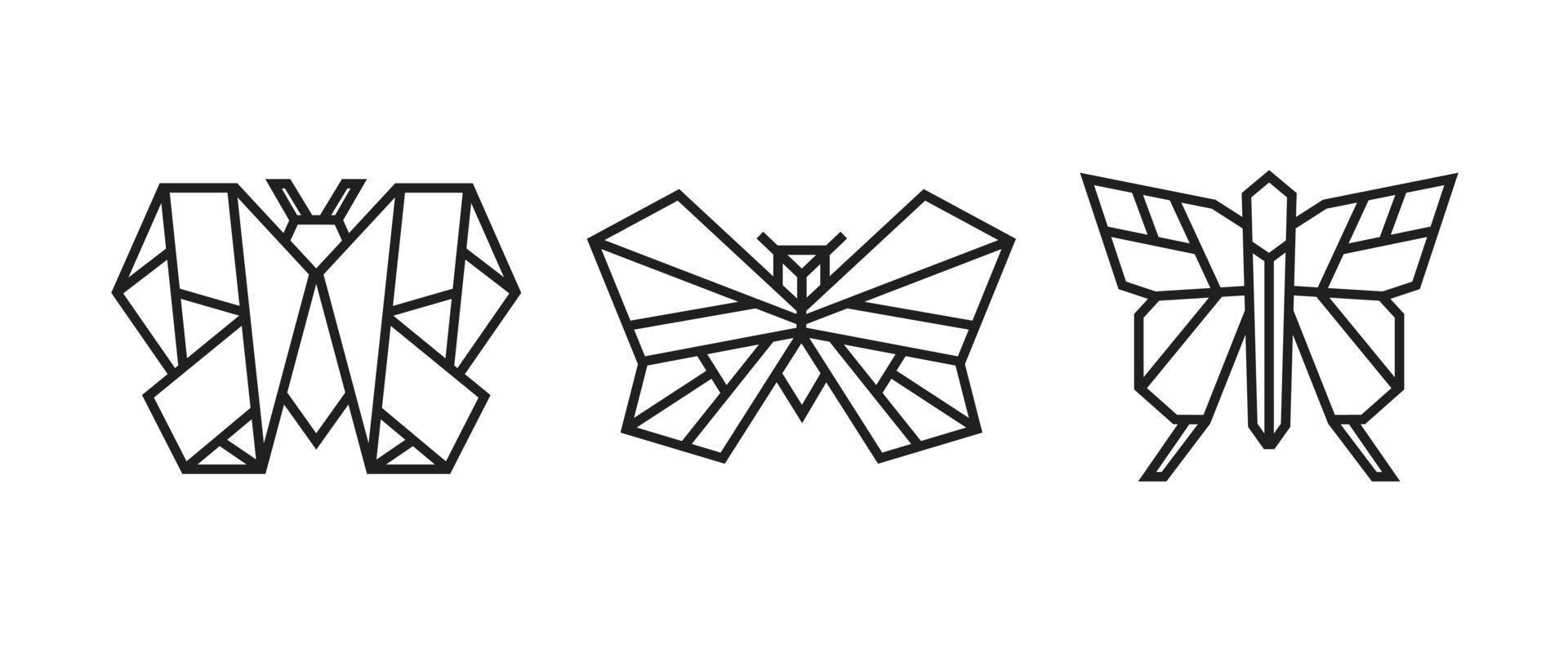 illustrations de papillons dans un style origami vecteur