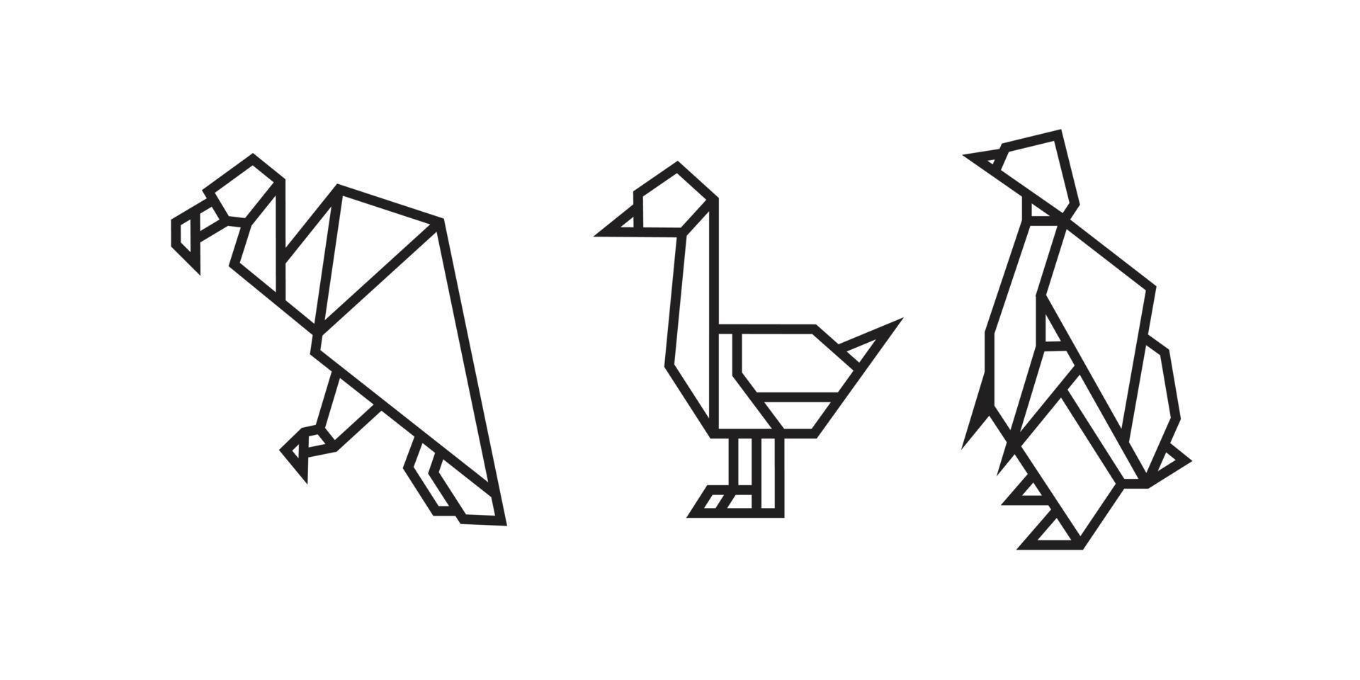 illustrations d'oiseaux dans un style origami vecteur
